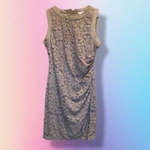 Calvin Klein beige laceover dress size 14